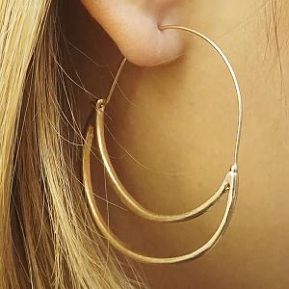 Matte Gold Double Crescent Earrings